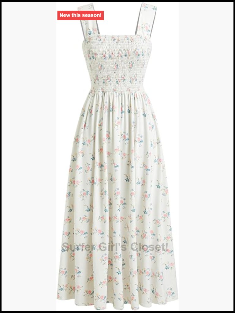Floral Square Neck Sleeveless Midi A-Line Casual Sundress